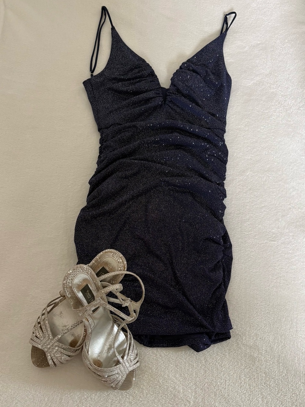 BMWOT Lucy in the Sky Navy Sparkle Ruched Homecoming/ Cocktail Dress